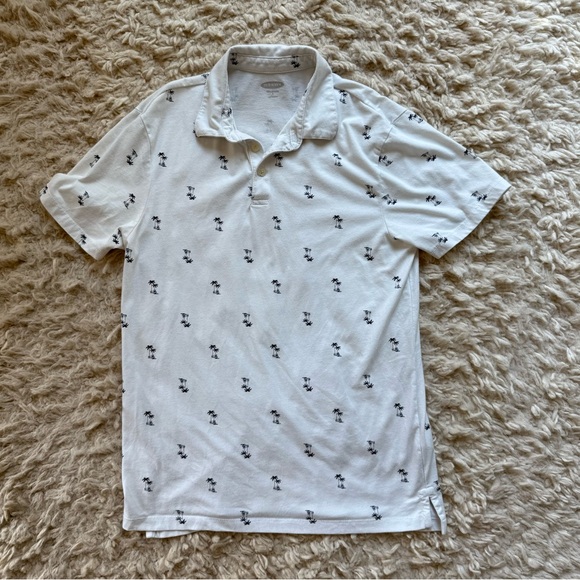 Old Navy Other - Old Navy white and blue palm tree polo shirt men’s size small